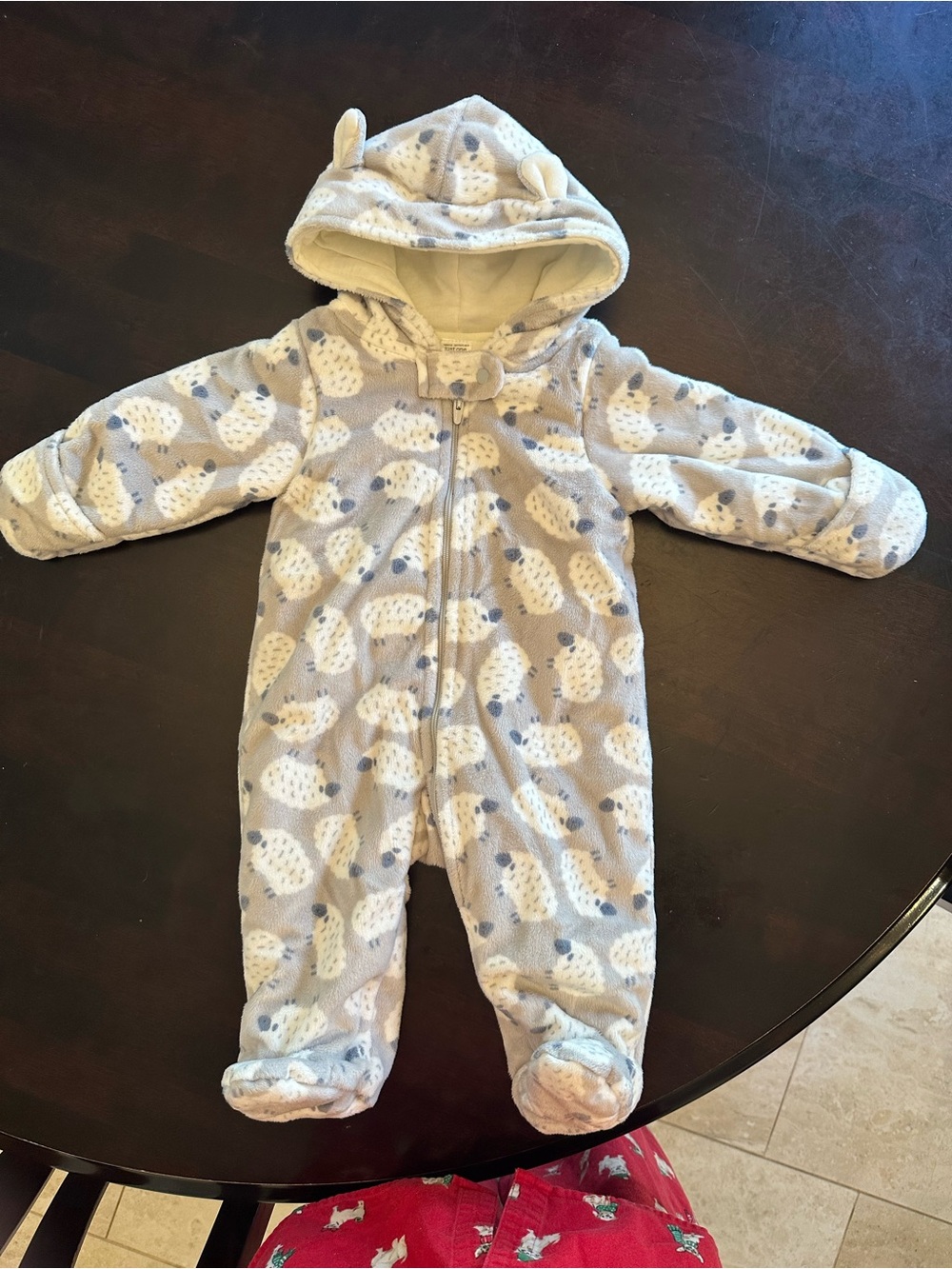 Carter's Cozy Grey Sheep Print One-Piece Hooded Suit for cold weather, 6 months